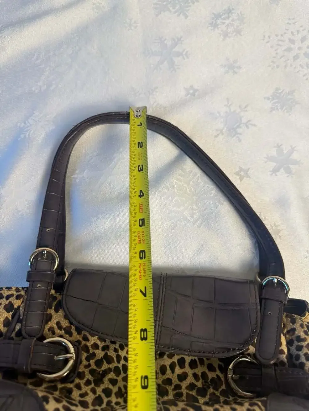 Liz Claiborne Y2K Leopard Print Shoulder Bag Brown Croc Buckle Baguette Purse